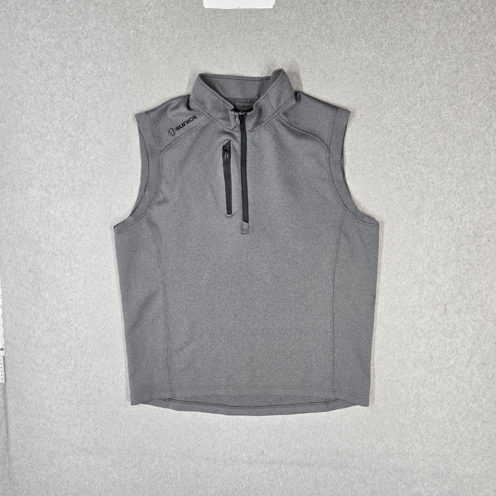 Sunice Men Sweatshirt XL Gray Vest Quarter Zip Activewear Axel Logo Stretch